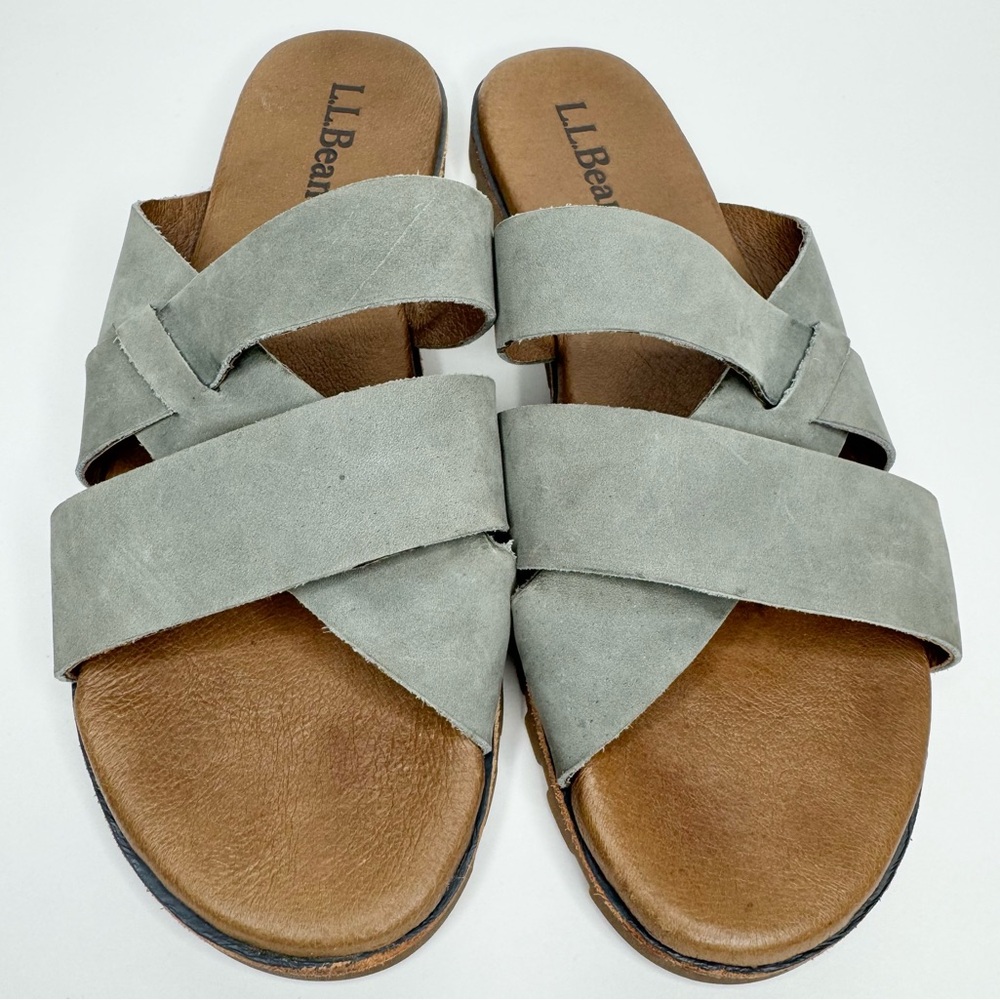 L.L. Bean women's size 9 Sedona sage lake washed leather slide sandals 512237